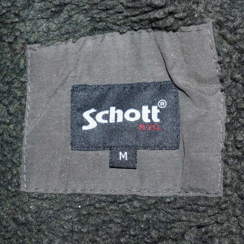 Schott Women Green Faux Fur Hooded Bomber Jacket M Winter Coat