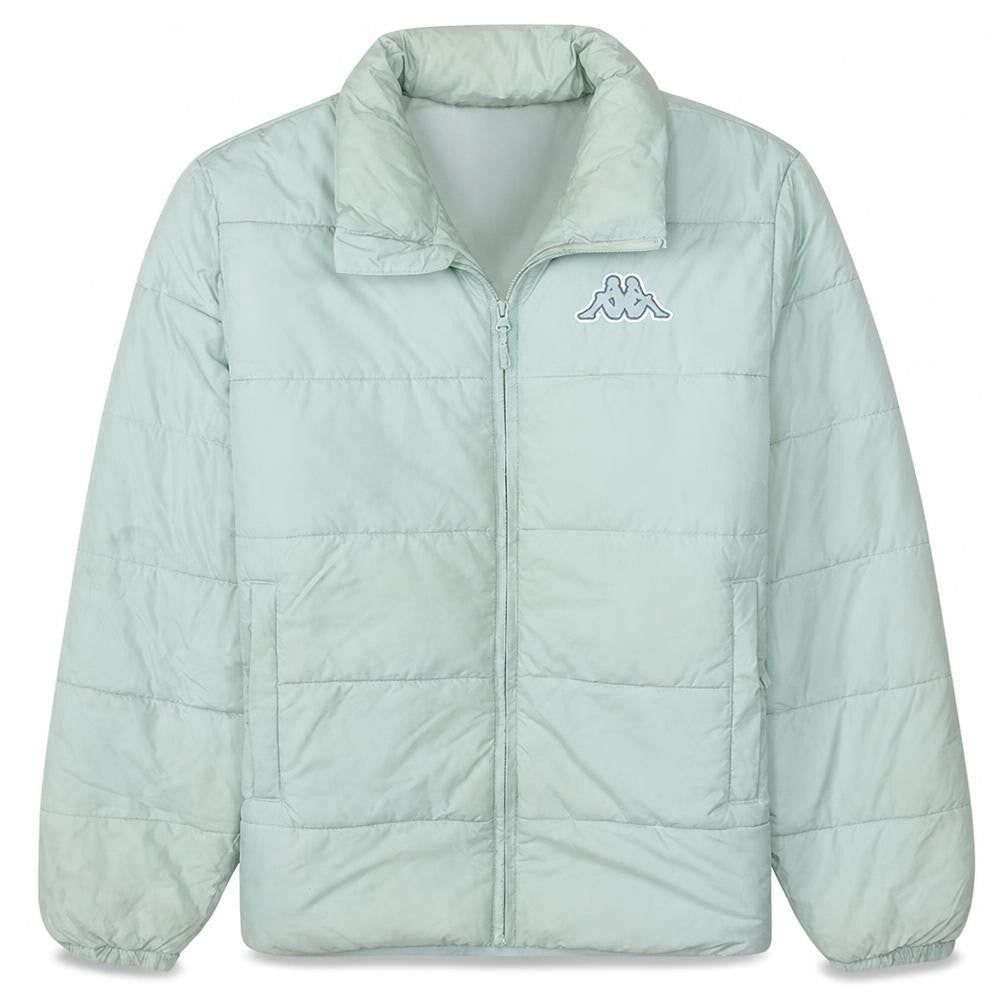 Front view of Kappa Men's Light Blue Puffer Jacket Medium Polyester Polyamide Warm Casual