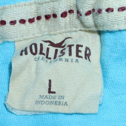 Hollister Men Blue Pullover Hoodie L Lightweight Logo Design