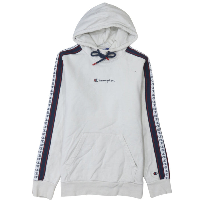 Champion Men's White Pullover Hoodie Medium Logo Stripe