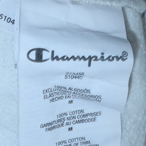 Champion Men's White Pullover Hoodie Medium Logo Stripe