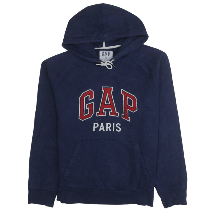 GAP Men's Blue Paris Pullover Hoodie XL Embroidered Logo Sweatshirt