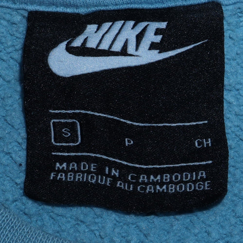 Nike Men Blue Crew Neck Pullover Sweatshirt S Regular Fit
