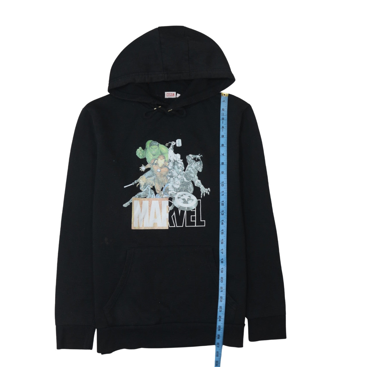 Marvel Men's Black XL Pullover Hoodie with Logo Graphic Print