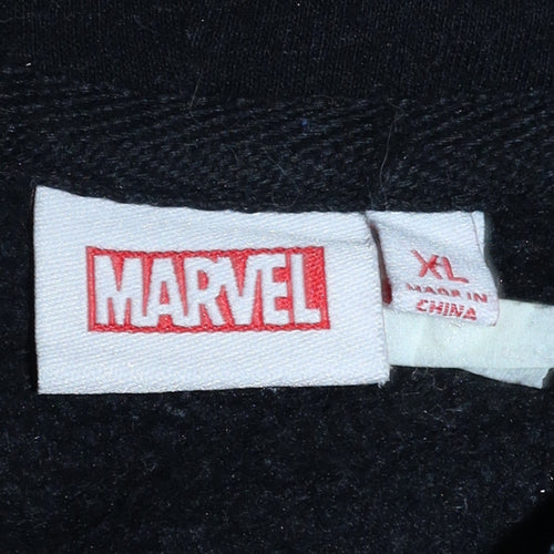 Marvel Men's Black XL Pullover Hoodie with Logo Graphic Print