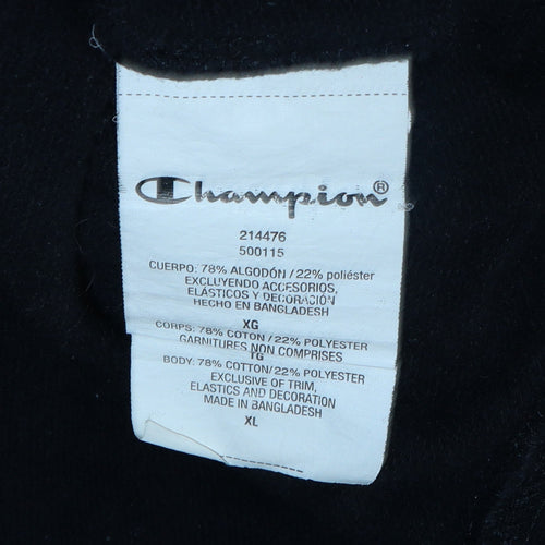 Champion Men's Black XL Pullover Hoodie with Logo Embroidery