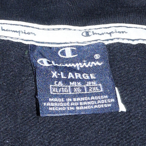 Champion Men's Black XL Pullover Hoodie with Logo Embroidery