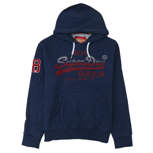 Superdry Men's Blue Pullover Hoodie Size M Graphic Logo Sweatshirt
