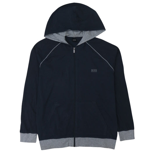 Hugo Boss Men's Blue Full Zip Hoodie XL Cotton Blend