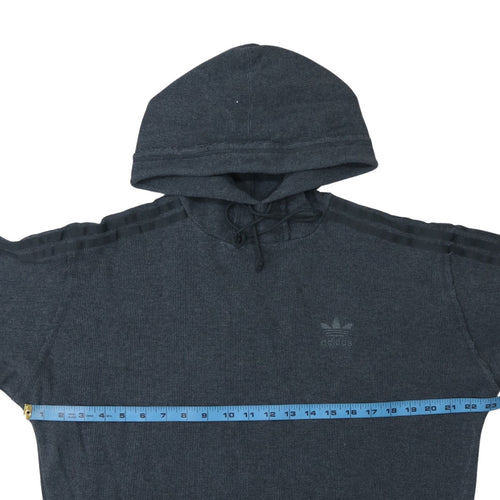 Adidas Men Grey Pullover Hoodie Size L Knit Sports Style
