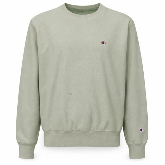 Front view of Champion Men's Green Crew Neck Pullover Sweatshirt Medium