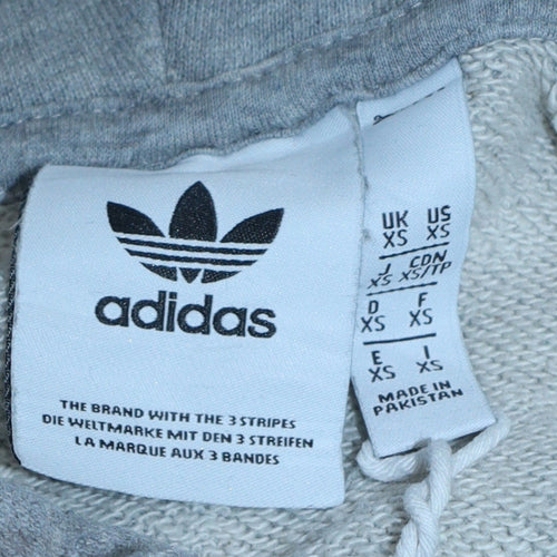 Adidas Mens Grey Pullover Hoodie XS Regular Fit Logo Sweatshirt