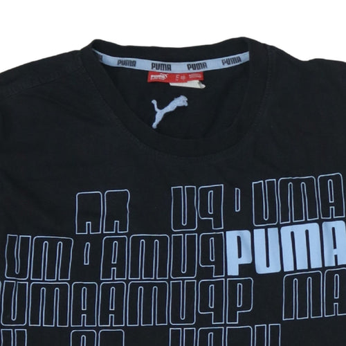Puma Men's Black Large Graphic Print Sports T-Shirt