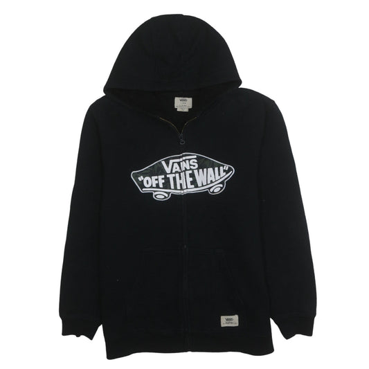 Vans Men's Black XL Full Zip Hoodie Off The Wall Logo Fleece