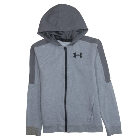 Under Armour Teens Grey Full Zip Hoodie L Relaxed Fit ColdGear