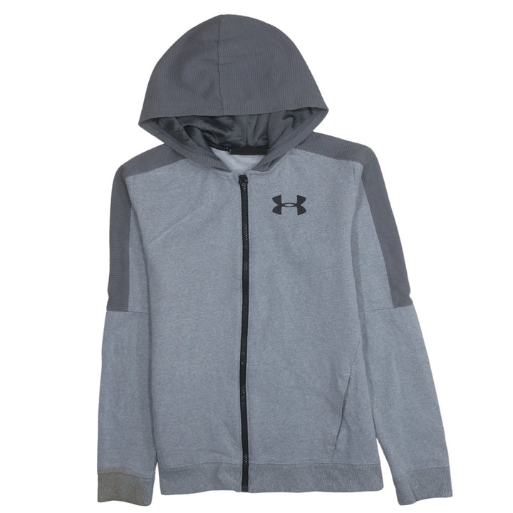 Under Armour Teens Grey Full Zip Hoodie L Relaxed Fit ColdGear