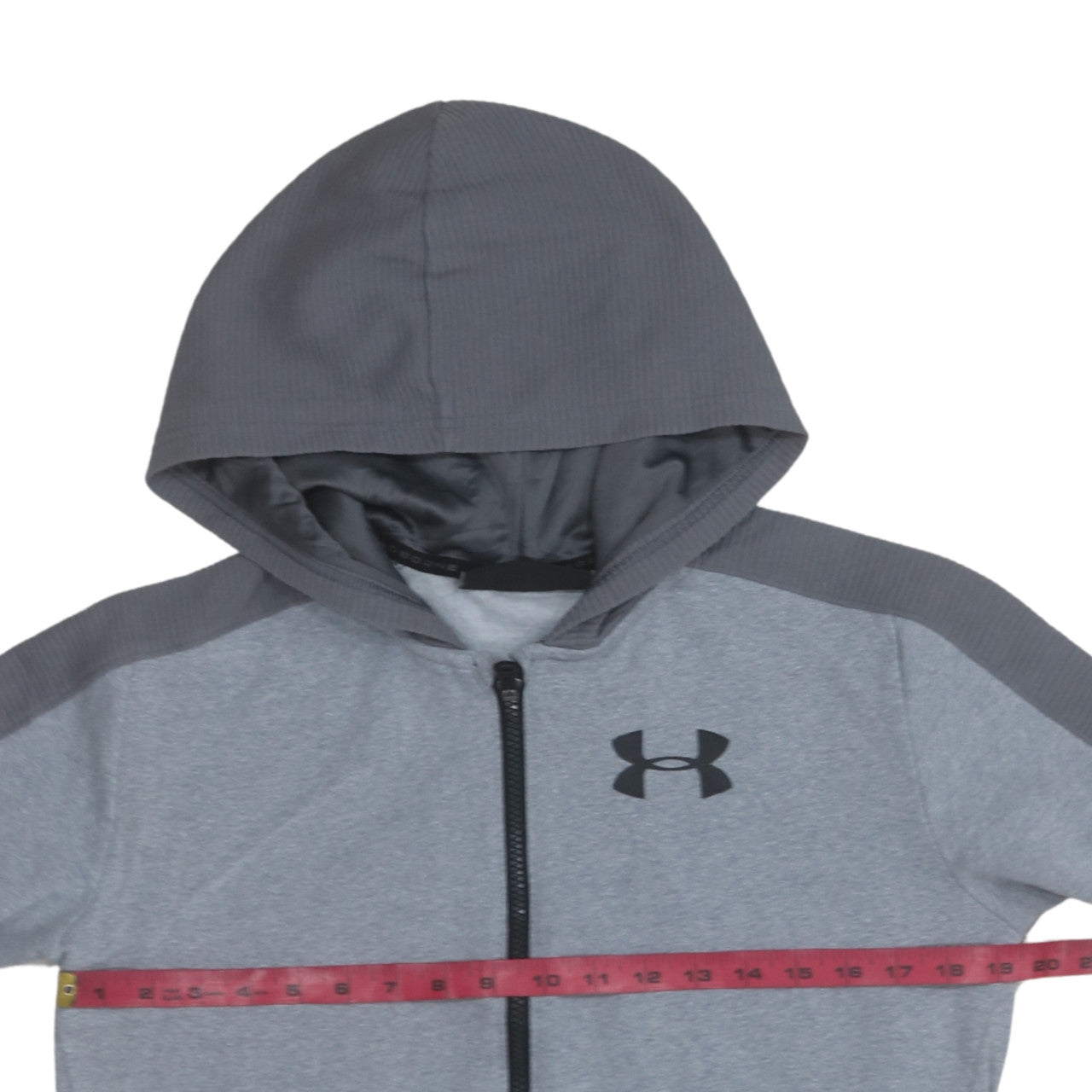 Under Armour Teens Grey Full Zip Hoodie L Relaxed Fit ColdGear