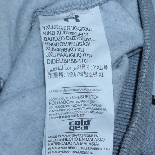 Under Armour Teens Grey Full Zip Hoodie L Relaxed Fit ColdGear
