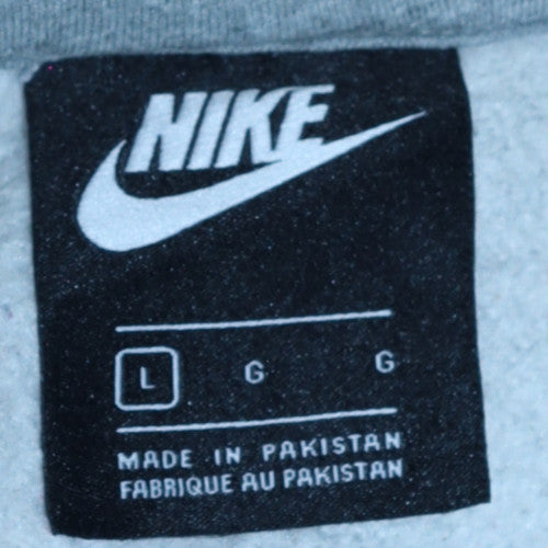 Nike Mens Grey Pullover Hoodie L Sports Fleece Sweatshirt