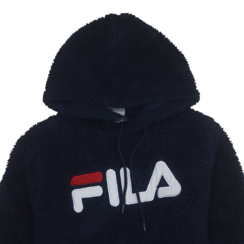 FILA Men's Blue Fleece Pullover Hoodie Size M Logo Sportswear