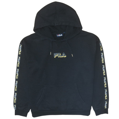 Fila Men's Black Pullover Hoodie L Logo Fleece Sportswear
