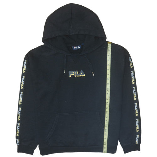 Fila Men's Black Pullover Hoodie L Logo Fleece Sportswear