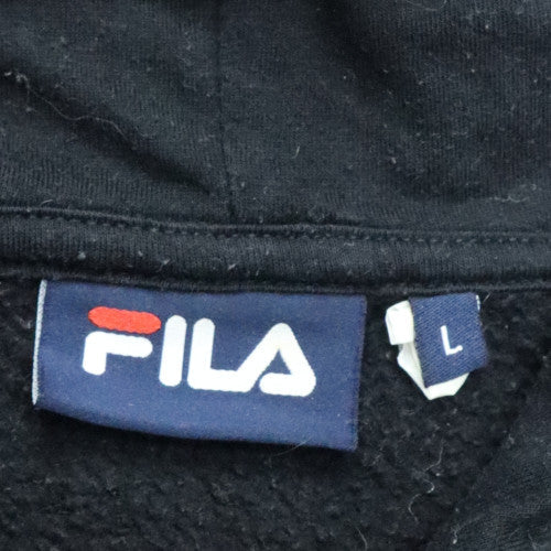 Fila Men's Black Pullover Hoodie L Logo Fleece Sportswear