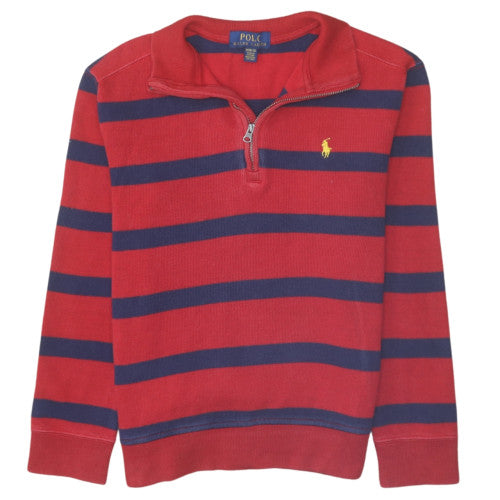 Polo Ralph Lauren Teens Red Blue Striped 1/4 Zip Sweatshirt M