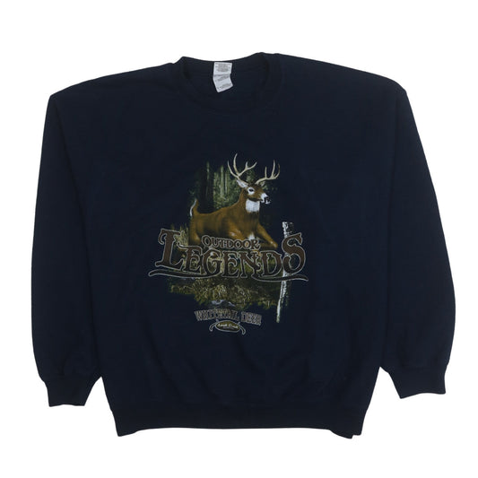 Gildan Heavy Blend Womens Navy XL Pullover Sweatshirt Deer Graphic