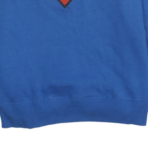 Superman Men Blue Pullover Hoodie Medium Graphic Fleece Sweatshirt