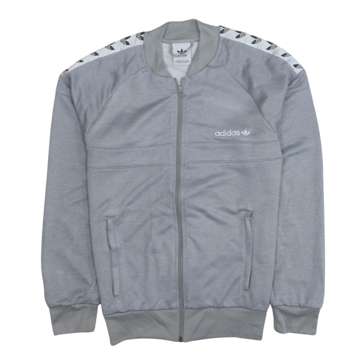 Adidas Mens Grey Full Zip Sweatshirt Small Logo Sports Jacket