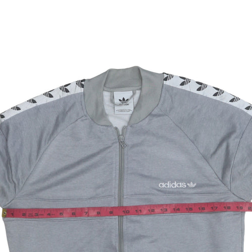 Adidas Mens Grey Full Zip Sweatshirt Small Logo Sports Jacket