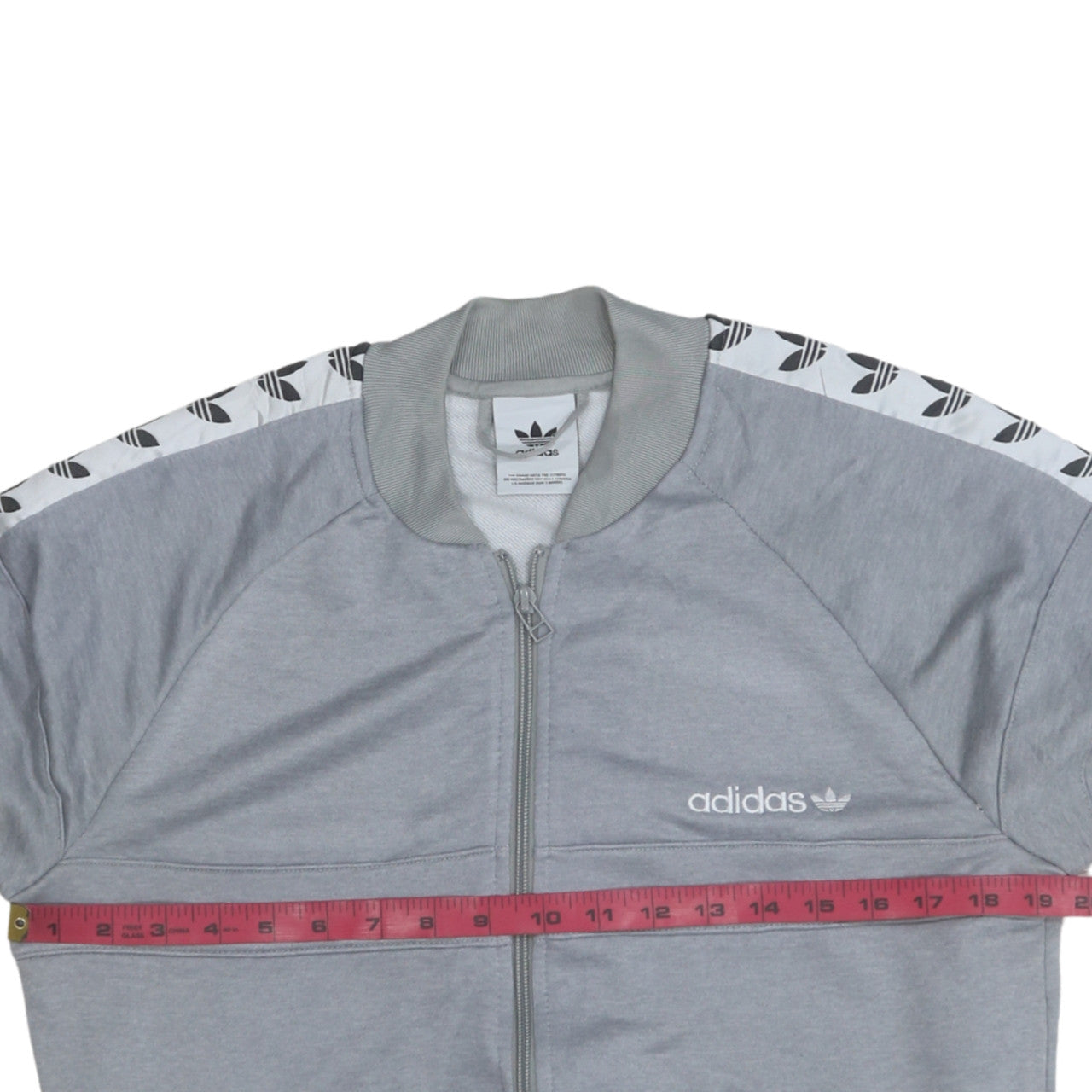 Adidas Mens Grey Full Zip Sweatshirt Small Logo Sports Jacket