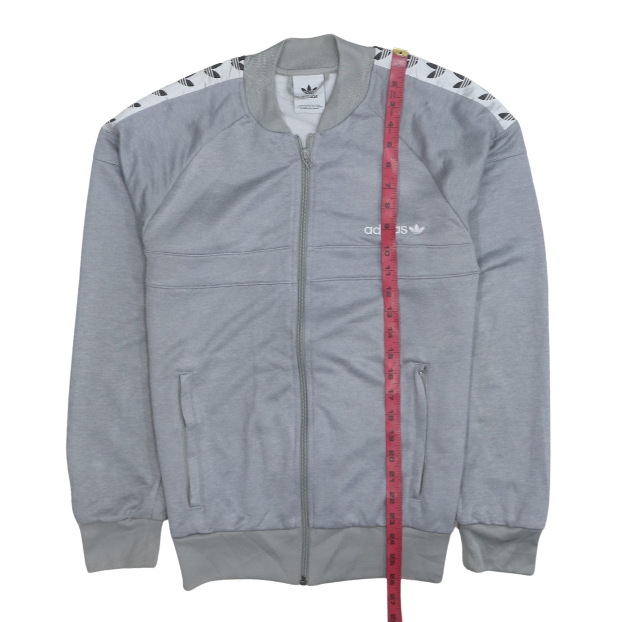 Adidas Mens Grey Full Zip Sweatshirt Small Logo Sports Jacket