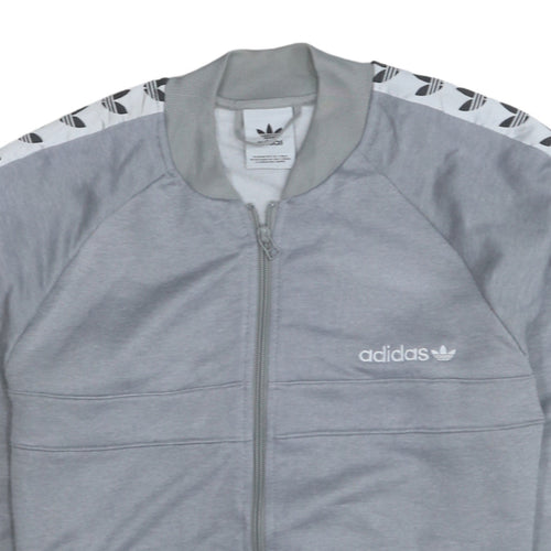 Adidas Mens Grey Full Zip Sweatshirt Small Logo Sports Jacket