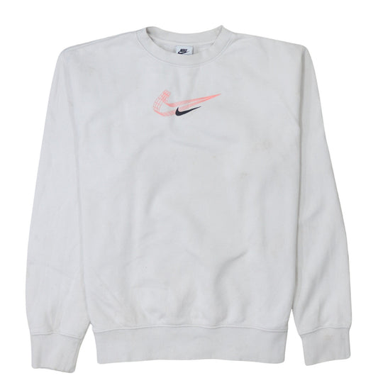 Nike Men's White Crew Neck Logo Pullover Sweatshirt M