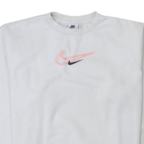 Nike Men's White Crew Neck Logo Pullover Sweatshirt M