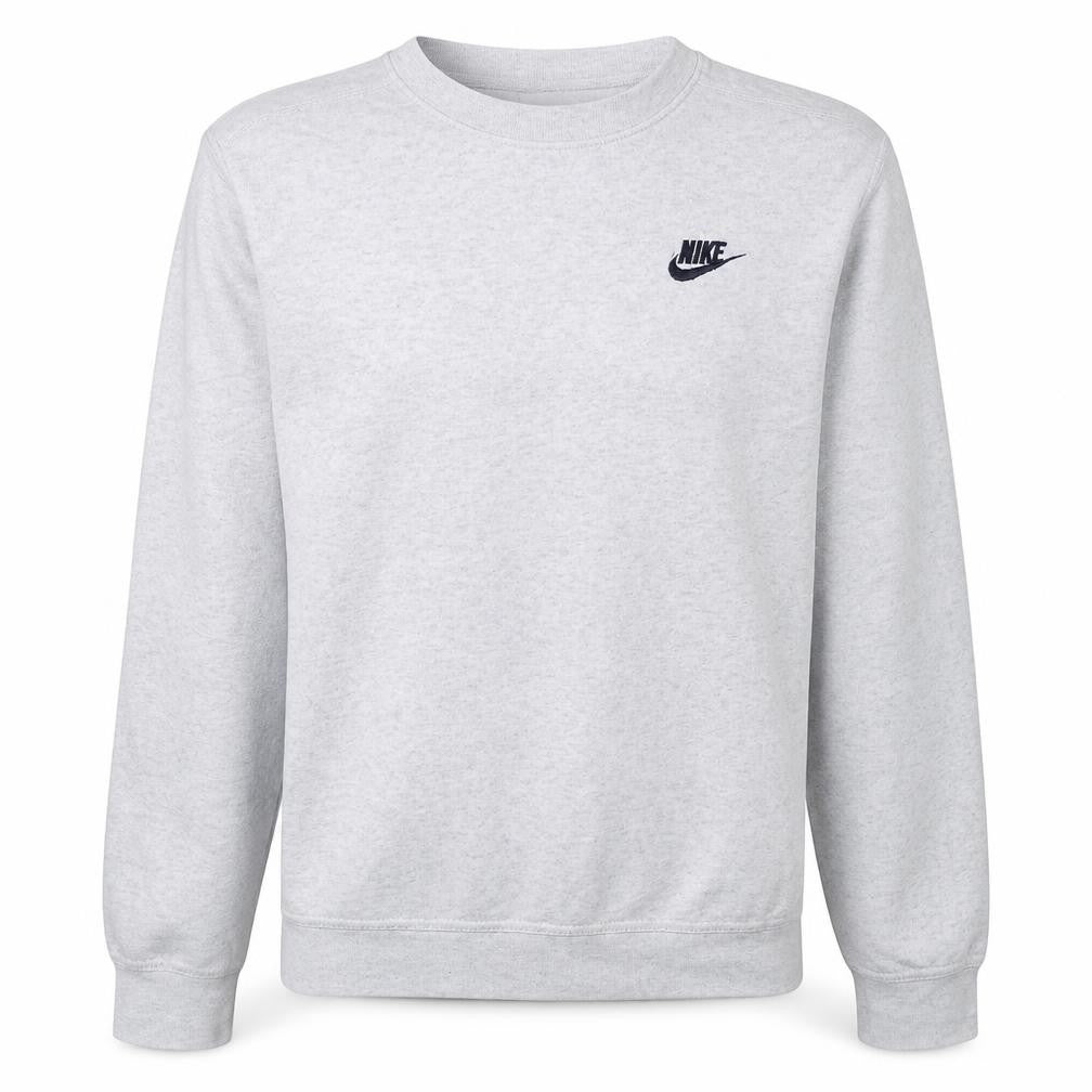 Front view of Nike Men's Grey Crew Neck Pullover Sweatshirt, size S