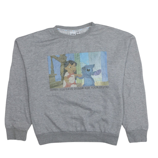 Disney Women’s Grey Lilo & Stitch Graphic Pullover Sweatshirt Size L