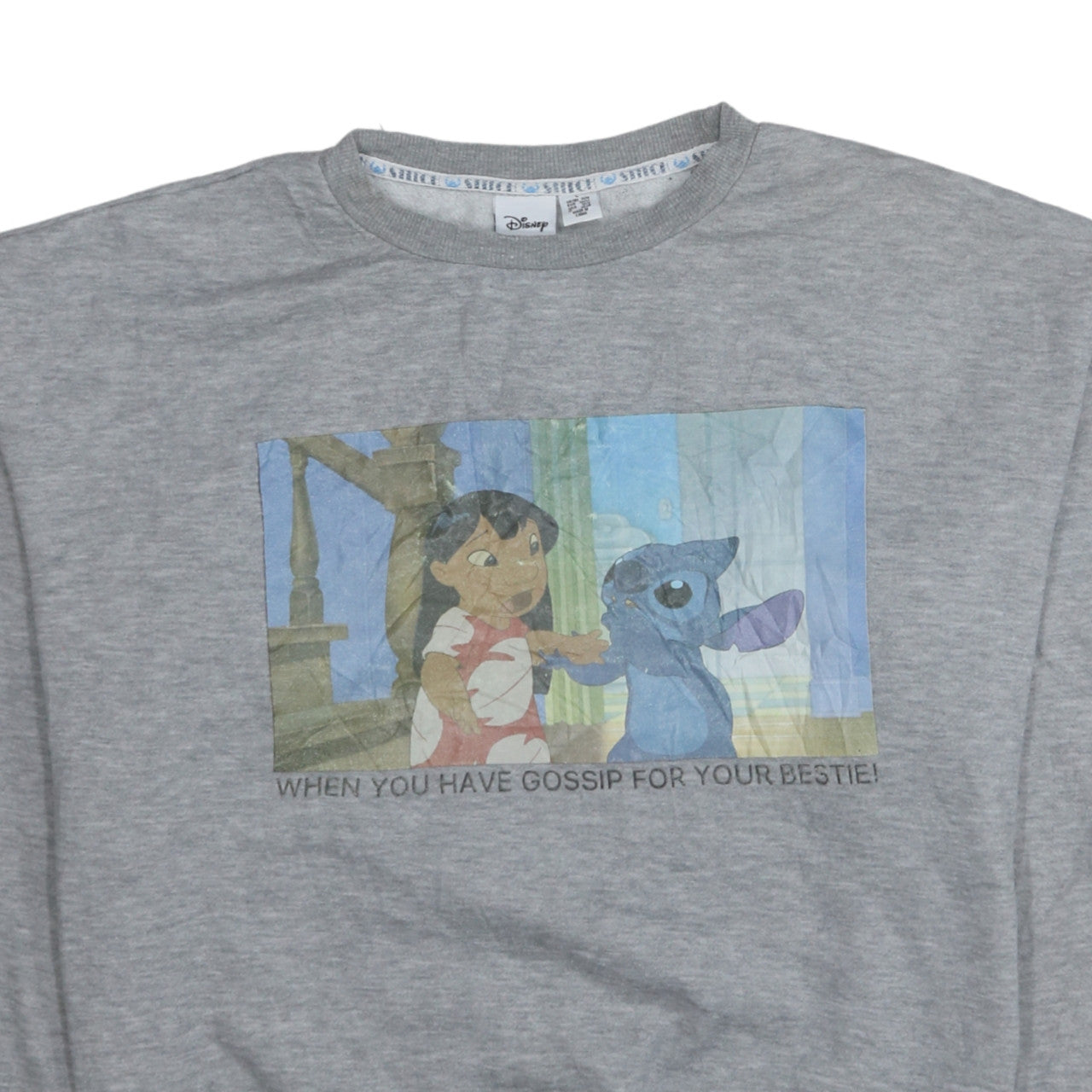 Disney Women’s Grey Lilo & Stitch Graphic Pullover Sweatshirt Size L