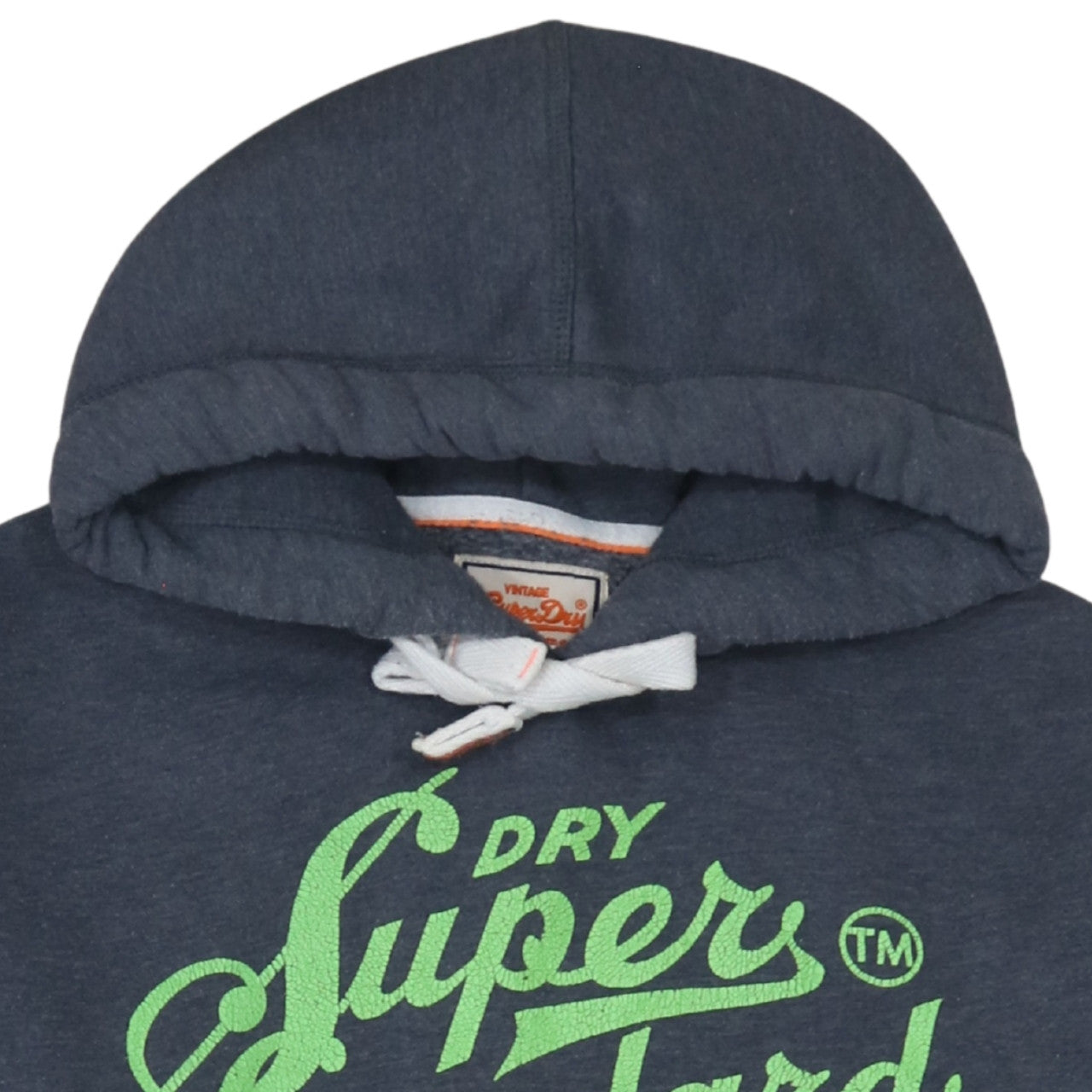 Superdry Mens Blue Pullover Hoodie Large Graphic Logo Sweatshirt
