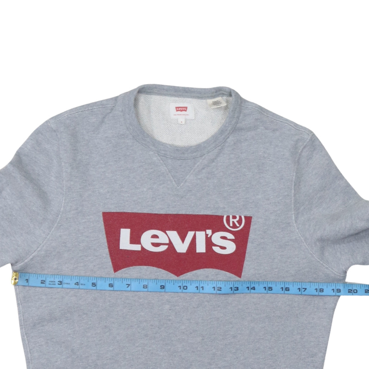 Levi's Mens Grey Logo Crew Neck Pullover Sweatshirt Size S