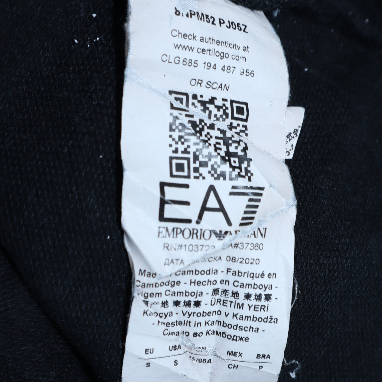 Emporio Armani EA7 Mens Black Crew Neck Sweatshirt Size M