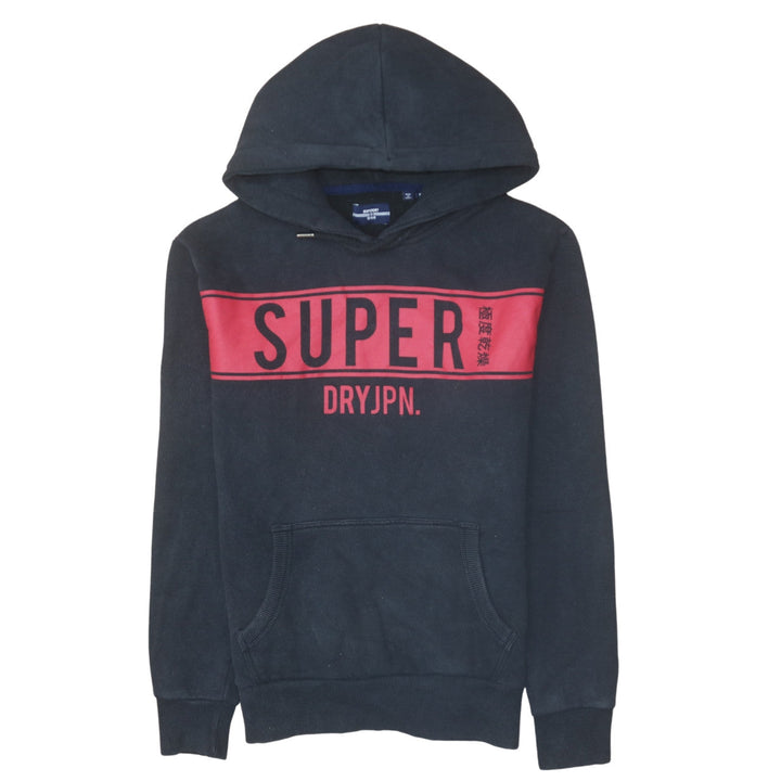 Superdry Men's Black Pullover Hoodie Size S Graphic Logo Fleece