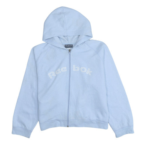 Reebok Women Light Blue Full Zip Hoodie Size M Cotton Blend
