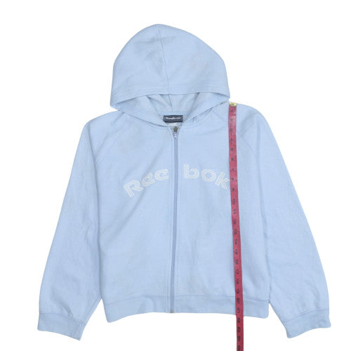 Reebok Women Light Blue Full Zip Hoodie Size M Cotton Blend
