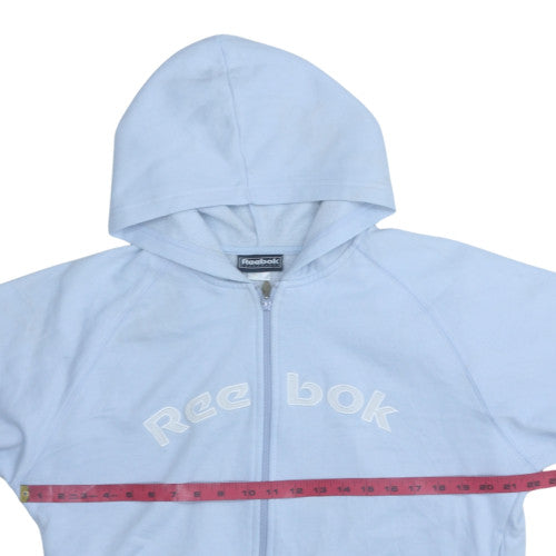 Reebok Women Light Blue Full Zip Hoodie Size M Cotton Blend