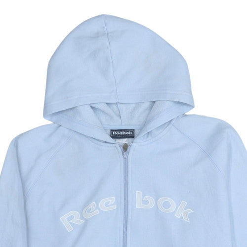 Reebok Women Light Blue Full Zip Hoodie Size M Cotton Blend