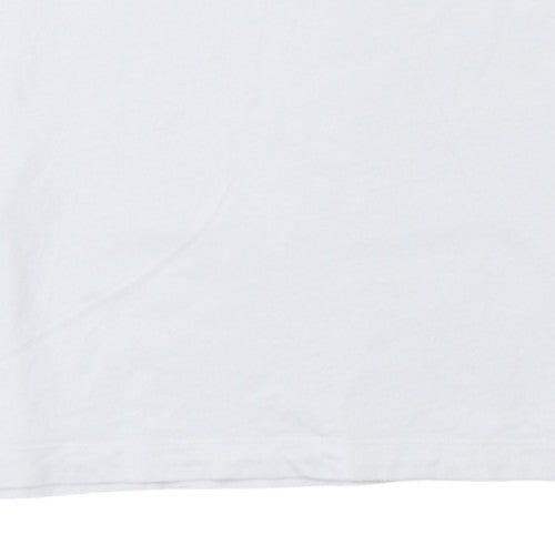 Nike Men's White Medium Crew Neck Cotton T-Shirt