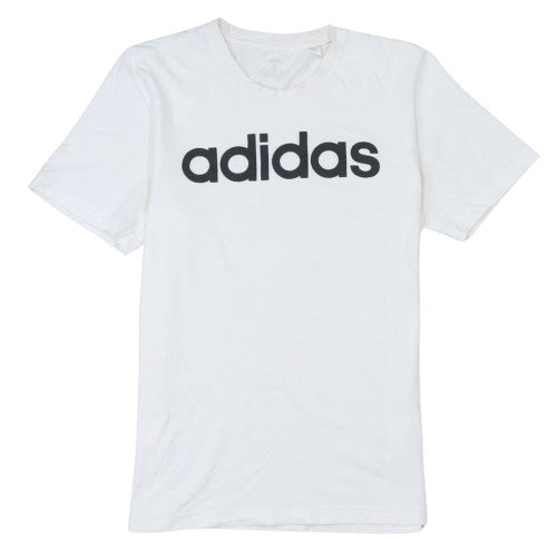Adidas Men's White Small Logo Crew Neck Cotton T-Shirt
